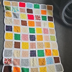 Handmade Crochet Granny Square Blanket - Multicolor